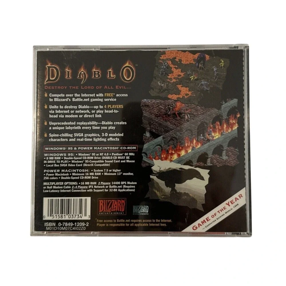 Diablo Blizzard Entertainment PC Windows 95 Power Macintosh CD-ROM 1996 GOTY
